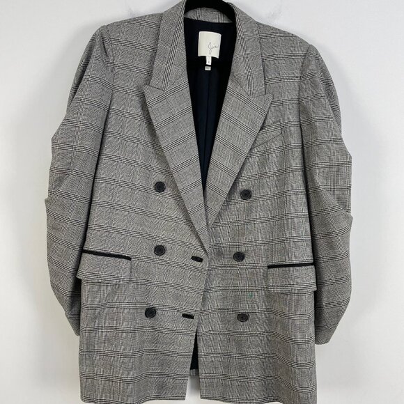 Joie Tomika Ruched Sleeve Blazer Jacket Women Size 12 Caviar Multi MSRP$398 - Picture 9 of 12